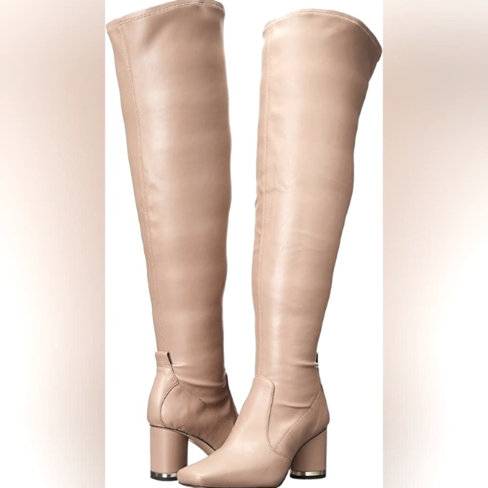 Franco Sarto Pisa Over the Knee Tan Boots with Gold Details 👢 size 8.5, Like New
